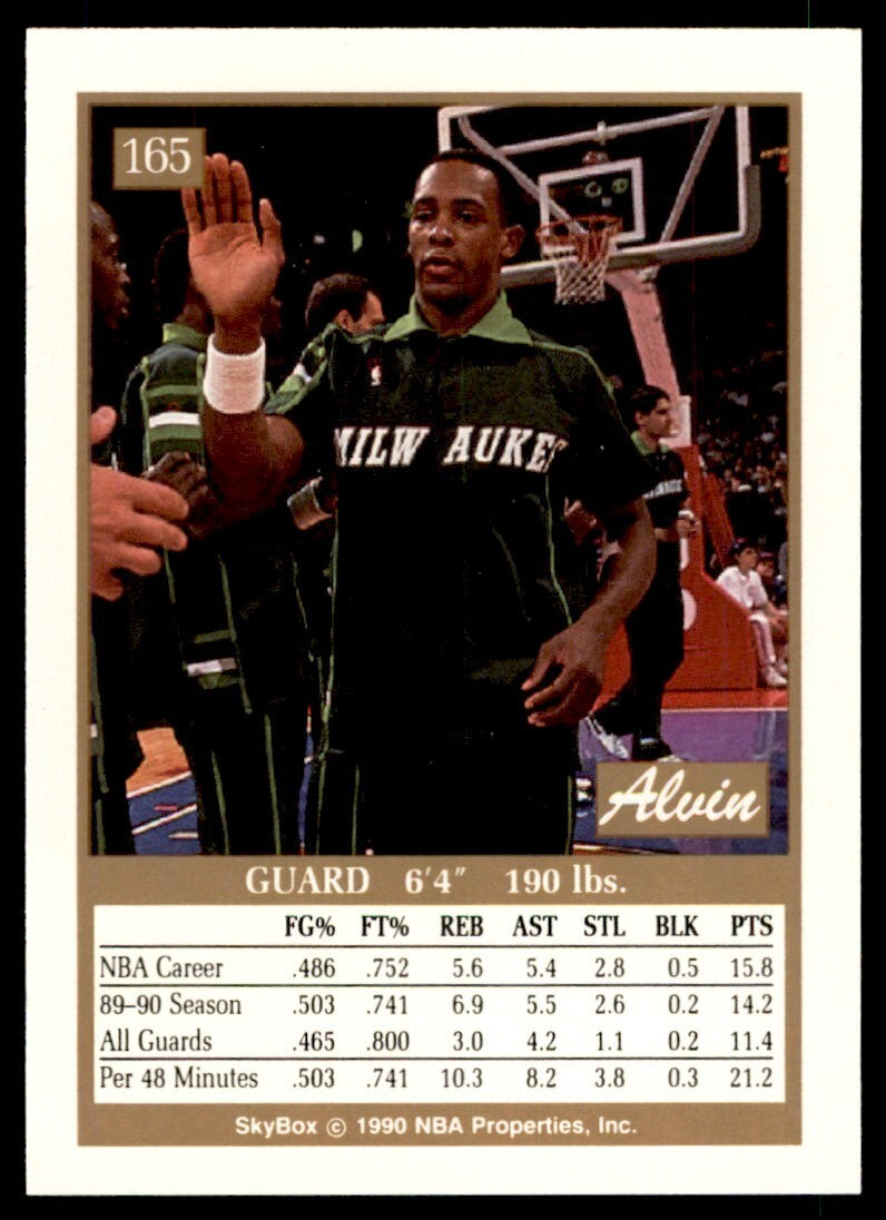1990-91 SkyBox Alvin Robertson . Milwaukee Bucks #165