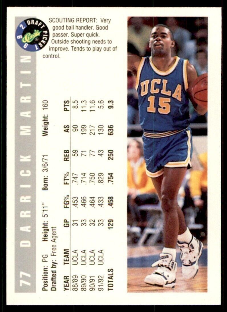 1992-93 Classic Draft Darrick Martin . UCLA Bruins #77