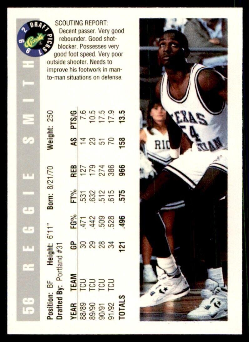 1992-93 Classic Draft Picks Reggie Smith . TCU Horned Frogs #56