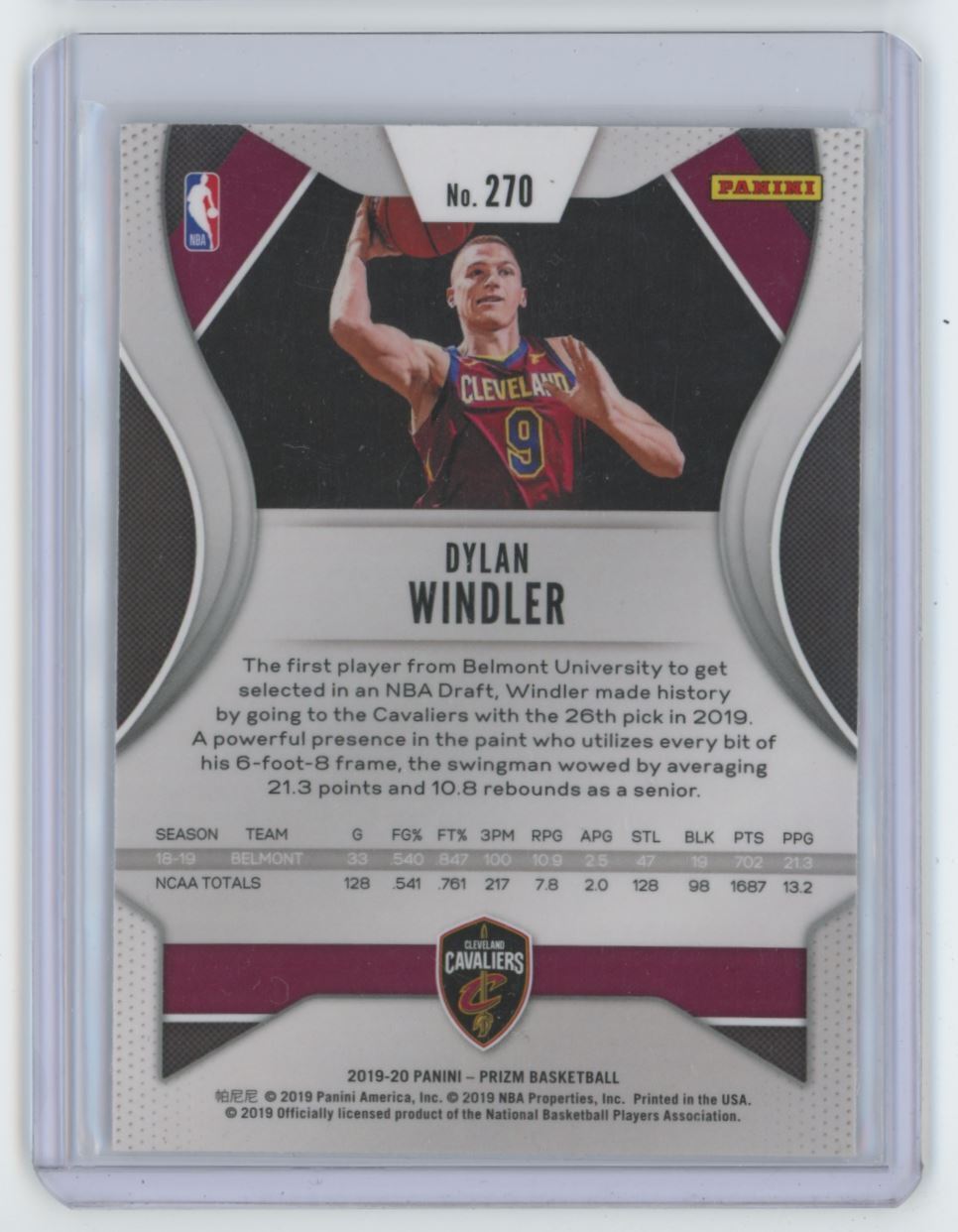 2019-20 Panini Prizm Dylan Windler Rookie . Cleveland Cavaliers #270