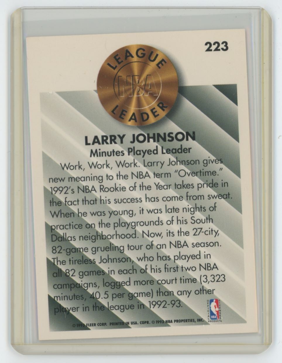 1993-94 Fleer Larry Johnson . Charlotte Hornets #223