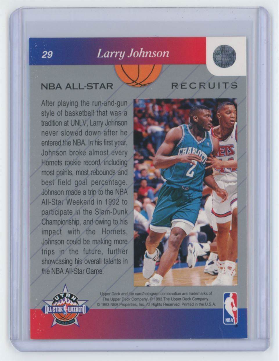 1992-93 Upper Deck NBA All-Star Set Larry Johnson . Charlotte Hornets #29