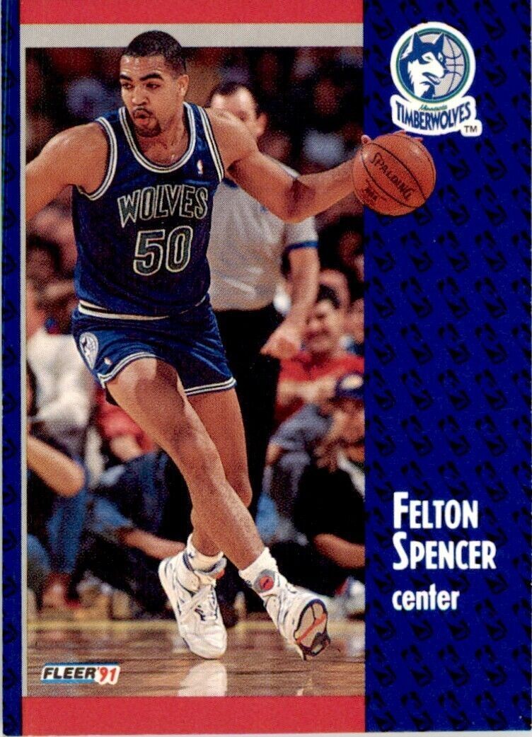 1991-92 Fleer Felton Spencer . Minnesota Timberwolves #127