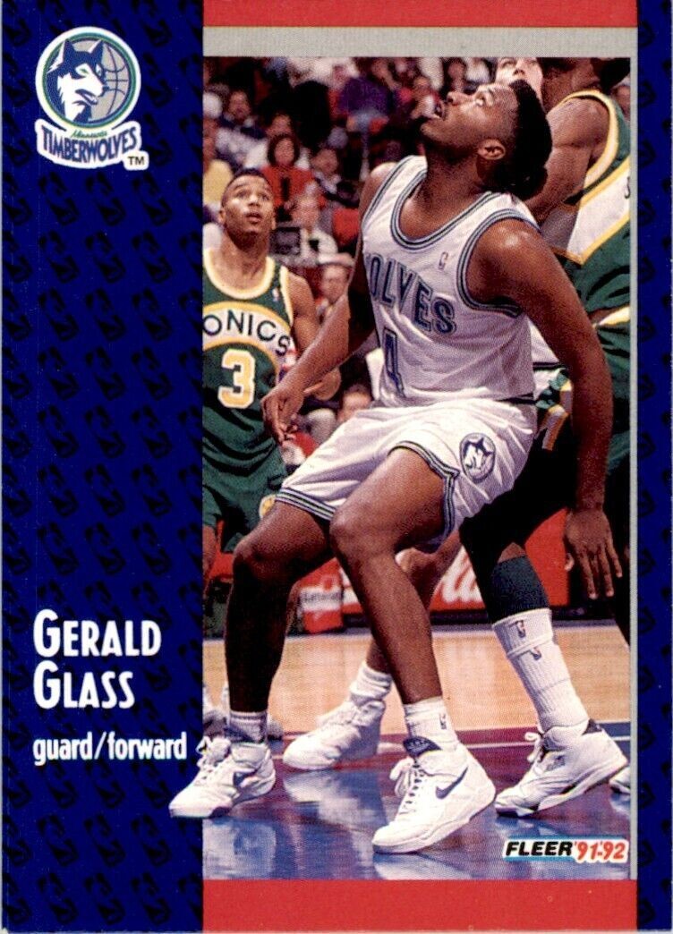 1991-92 Fleer Gerald Glass Rookie . Minnesota Timberwolves #319