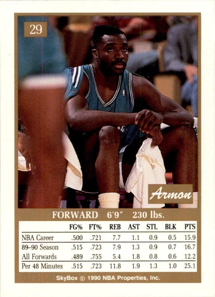 1990-91 SkyBox. Armon Gilliam . Charlotte Hornets #29