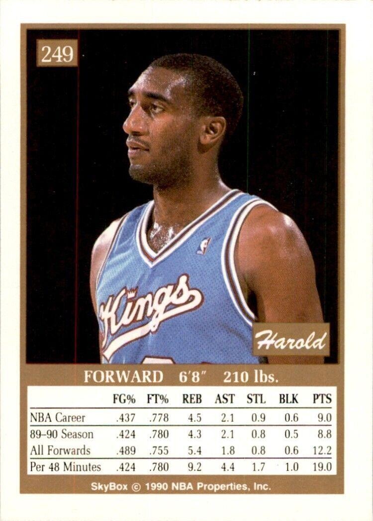 1990-91 SkyBox. Harold Pressley . Sacramento Kings #249