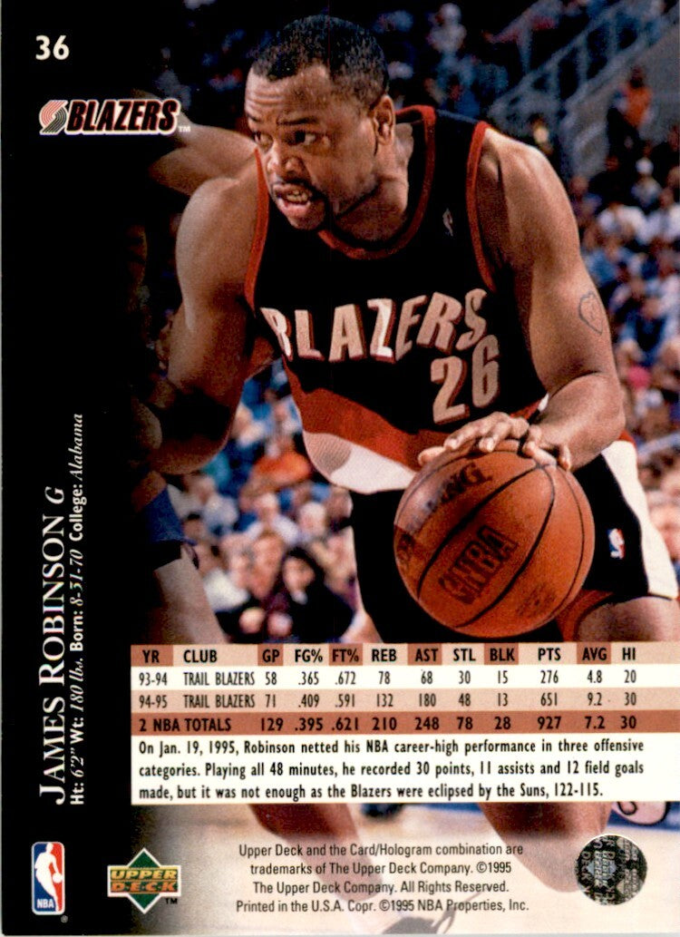 1995-96 Upper Deck James Robinson . Portland Trail Blazers #36
