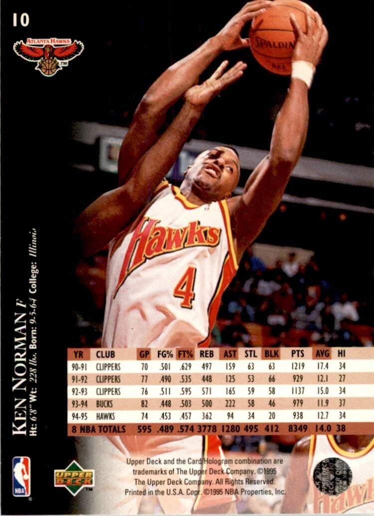 1995-96 Upper Deck Ken Norman . Atlanta Hawks #10