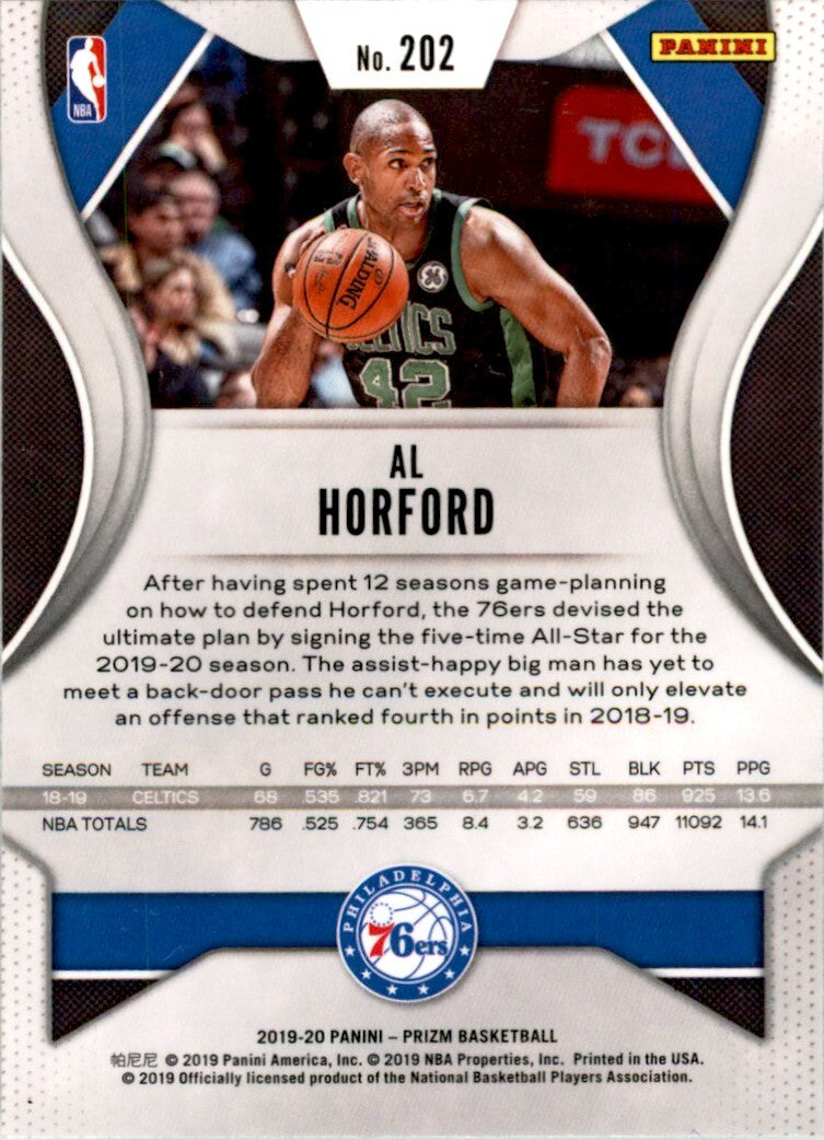 2019-20 Panini Prizm Al Horford . Philadelphia 76ers #202
