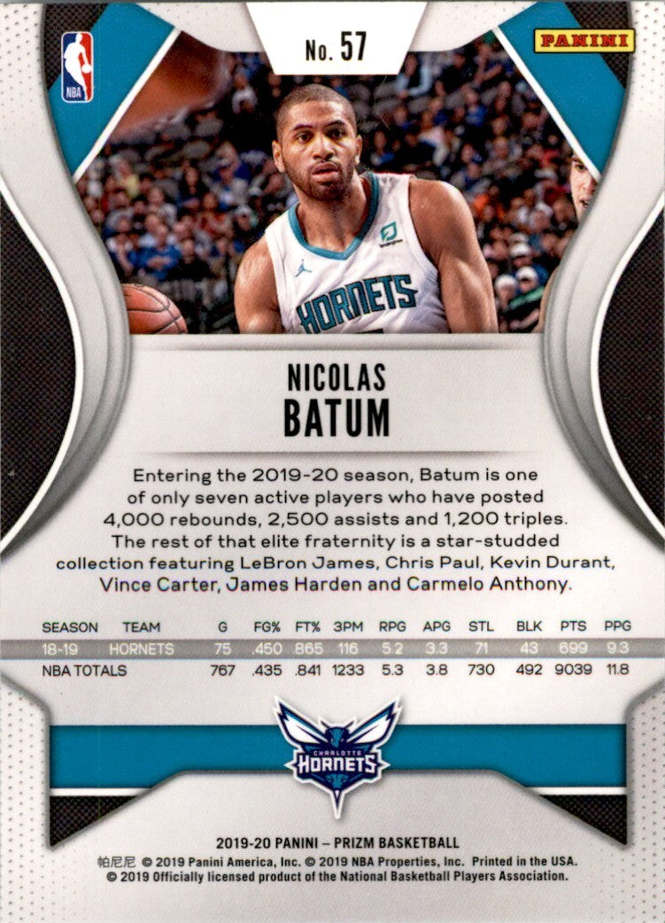 2019-20 Panini Prizm Nicolas Batum . Charlotte Hornets #57