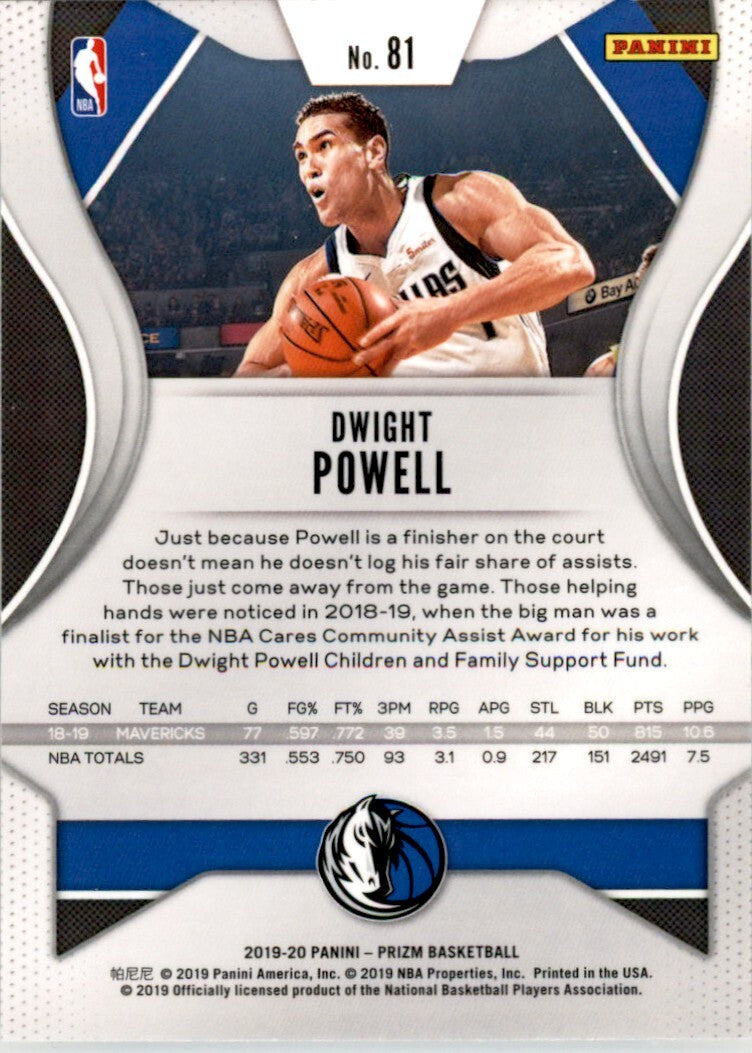 2019-20 Panini Prizm Dwight Powell . Dallas Mavericks #81