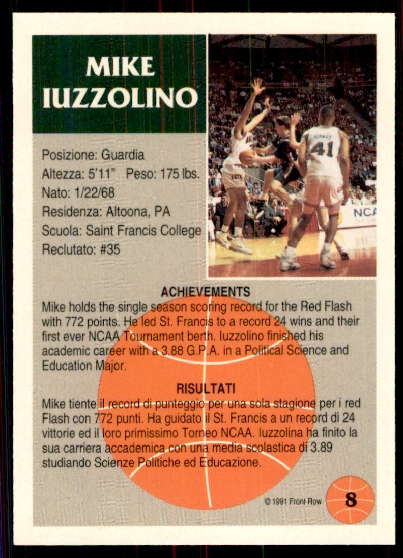 1991-92 Front Row Mike Iuzzolino Basketball Cards #8