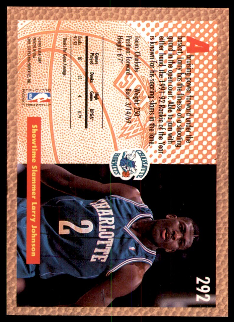 1992-93 Fleer Larry Johnson Charlotte Hornets #292