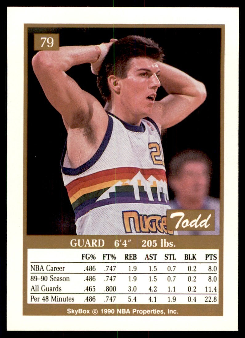 1990-91 SkyBox. Todd Lichti Rookie . Denver Nuggets #79