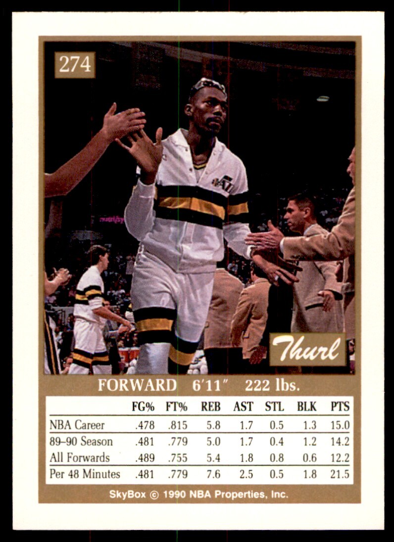 1990-91 SkyBox Thurl Bailey . Utah Jazz #274