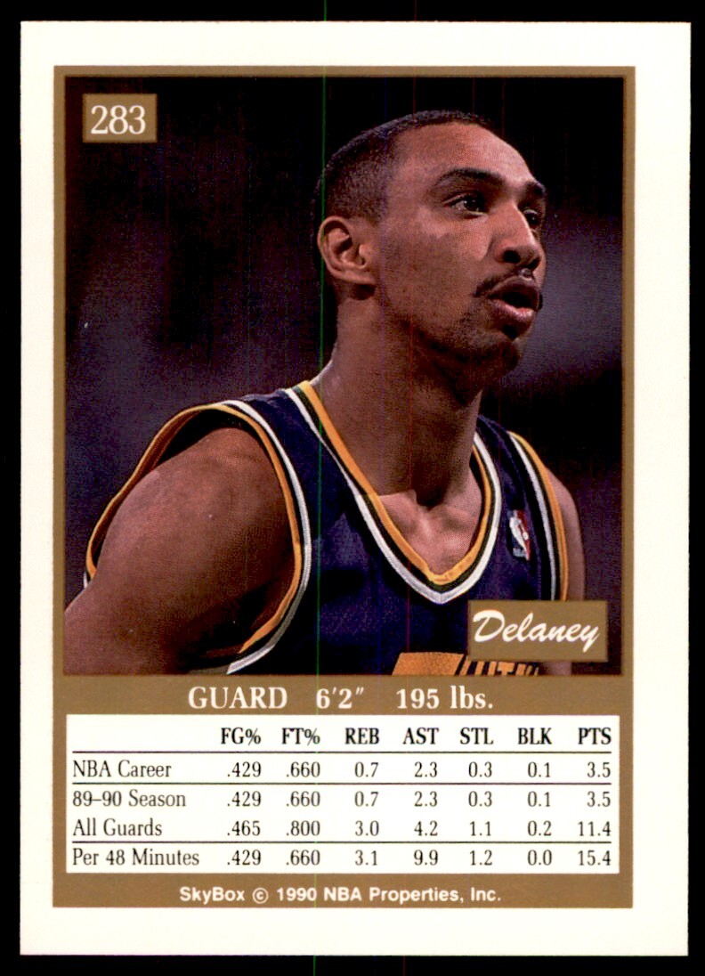 1990-91 SkyBox. Delaney Rudd Rookie . Utah Jazz #283