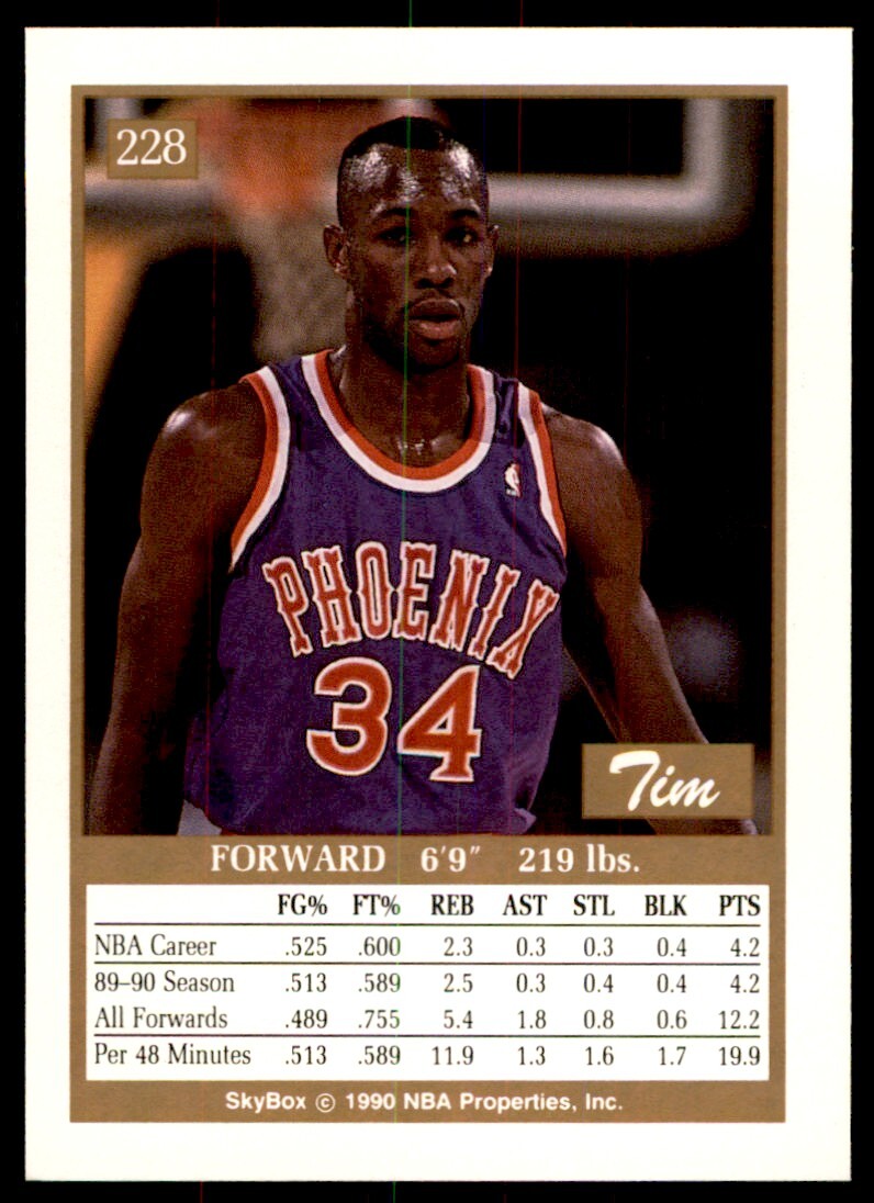 1990-91 SkyBox. Tim Perry . Phoenix Suns #228