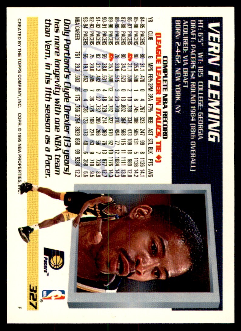 1994-95 Topps Vern Fleming . Indiana Pacers #327