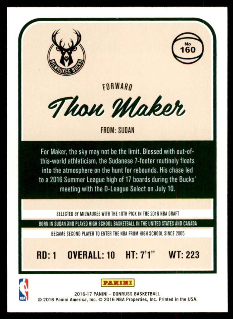 2016-17 Donruss Thon Maker Basketball Cards #160