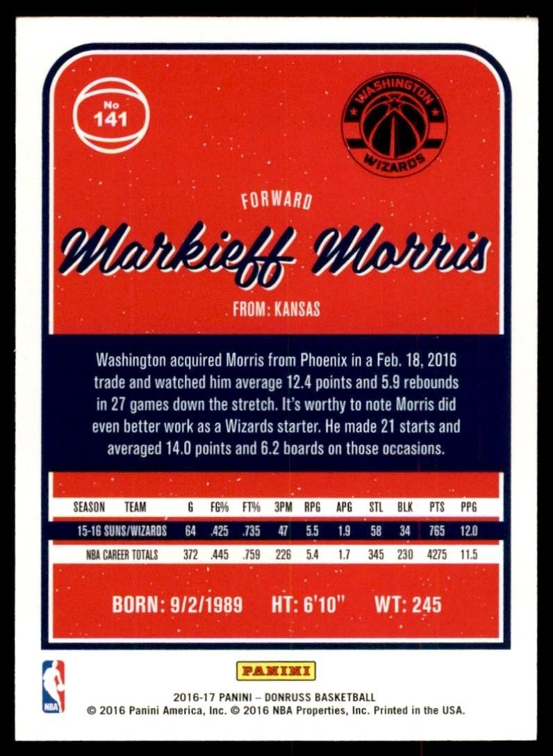 2016-17 Donruss Markieff Morris Basketball Cards #141