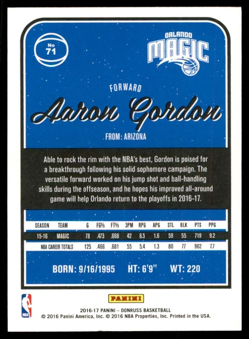 2016-17 Donruss Aaron Gordon Basketball Cards #71