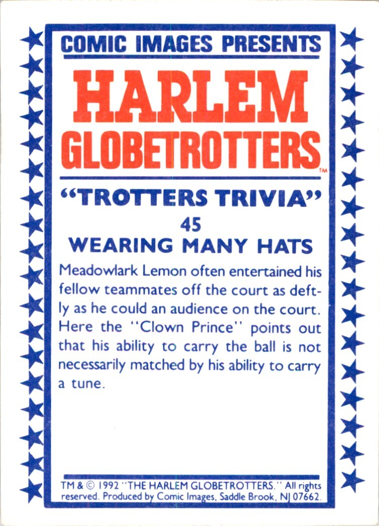 1992-93 Comic Images Harlem Globetrotters Wearing Many Hats . #45