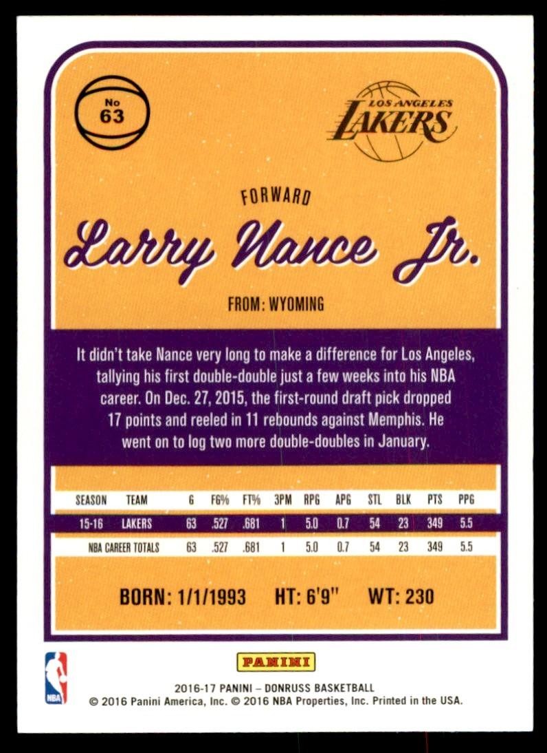 2016-17 Donruss Larry Nance Jr. Basketball Cards #63