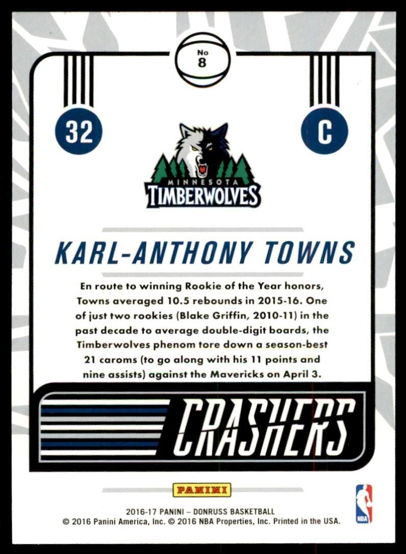 2016-17 Donruss Karl-Anthony Towns Basketball Cards #32