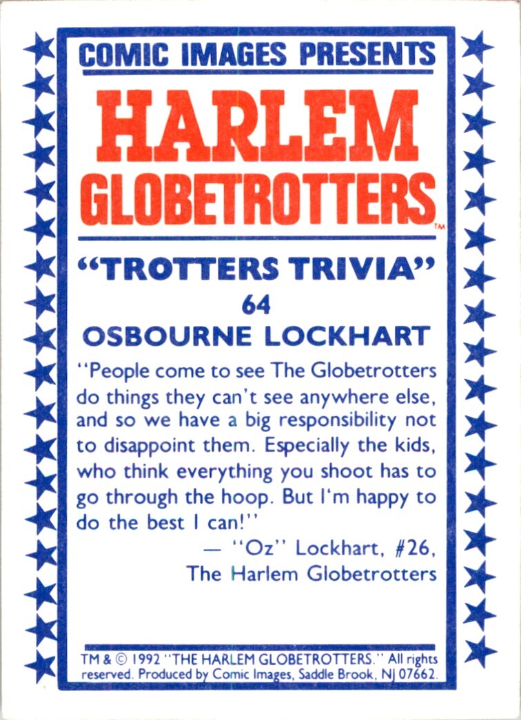 1992-93 Comic Images Harlem Globetrotters Osbourne Lockhard . #64