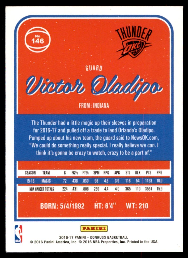 2016-17 Donruss Victor Oladipo Basketball Cards #146