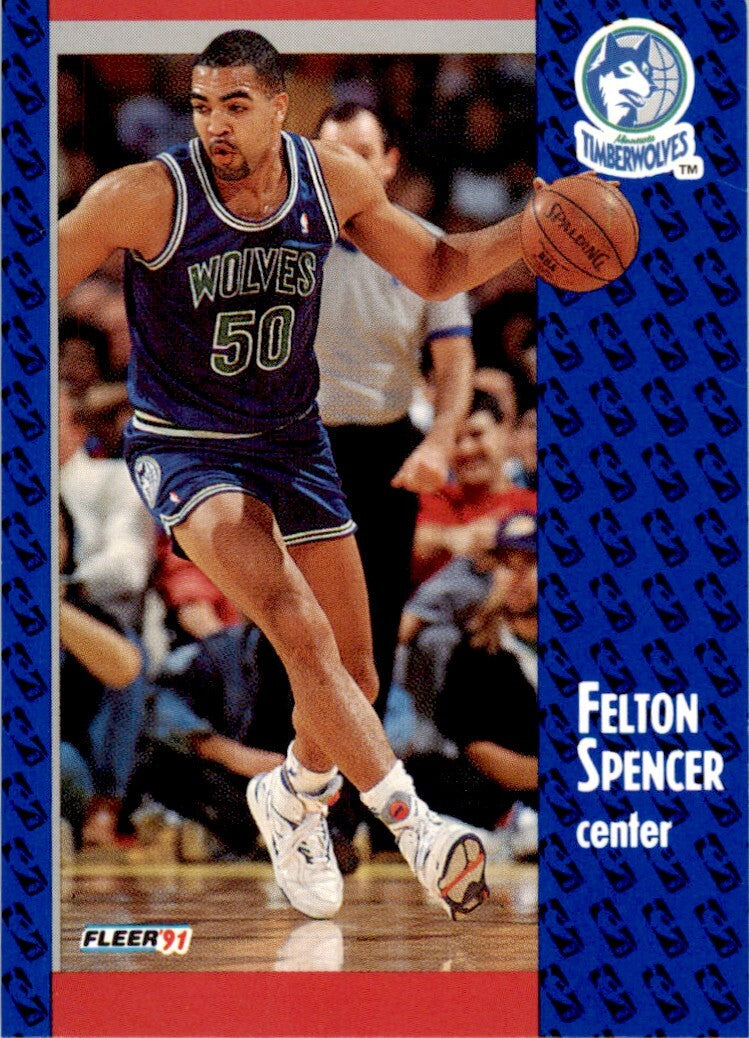 1991-92 Fleer Felton Spencer . Minnesota Timberwolves #127