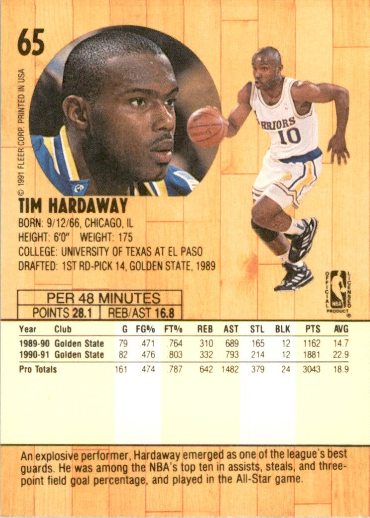 1991-92 Fleer Tim Hardaway . Golden State Warriors #65