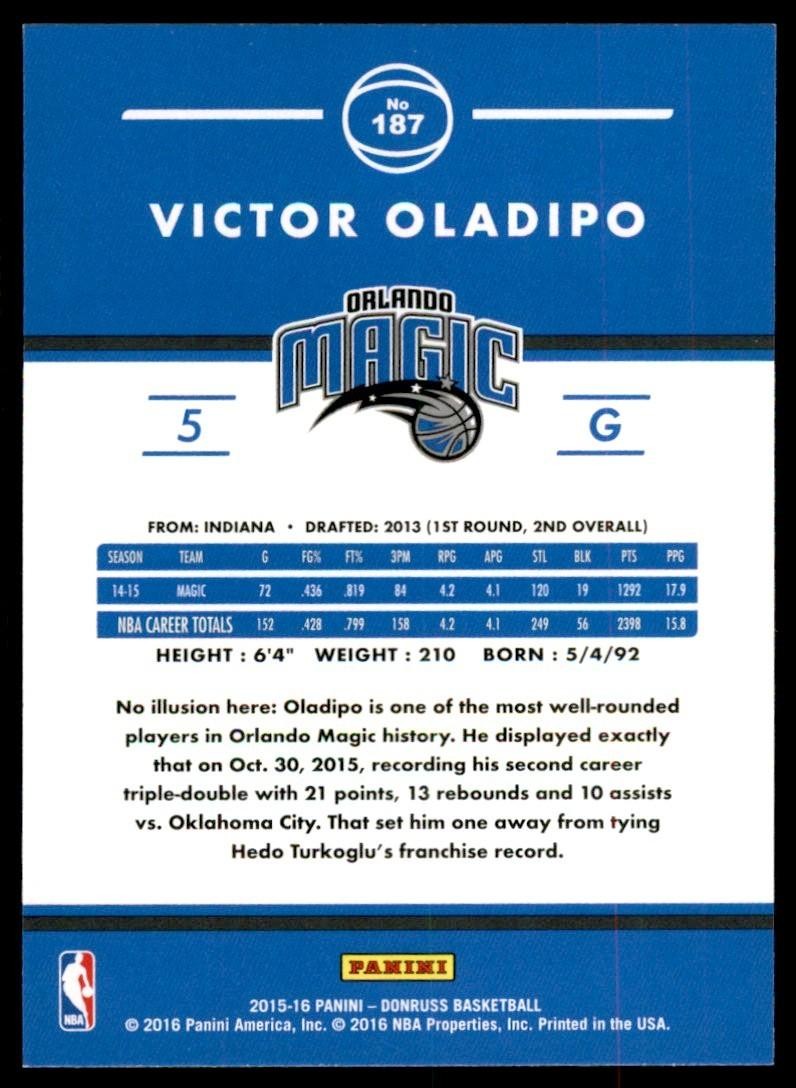 2015-16 Donruss Victor Oladipo Baseketball Cards #187