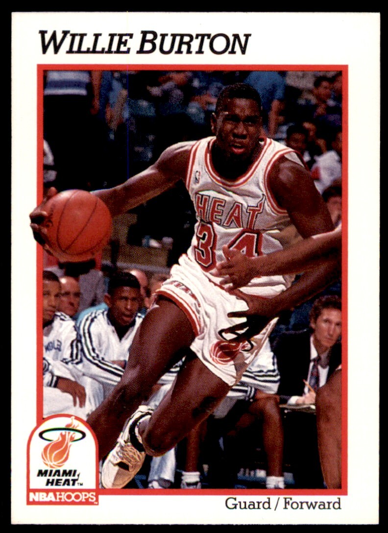 1991-92 NBA Hoops Willie Burton . Miami Heat #107