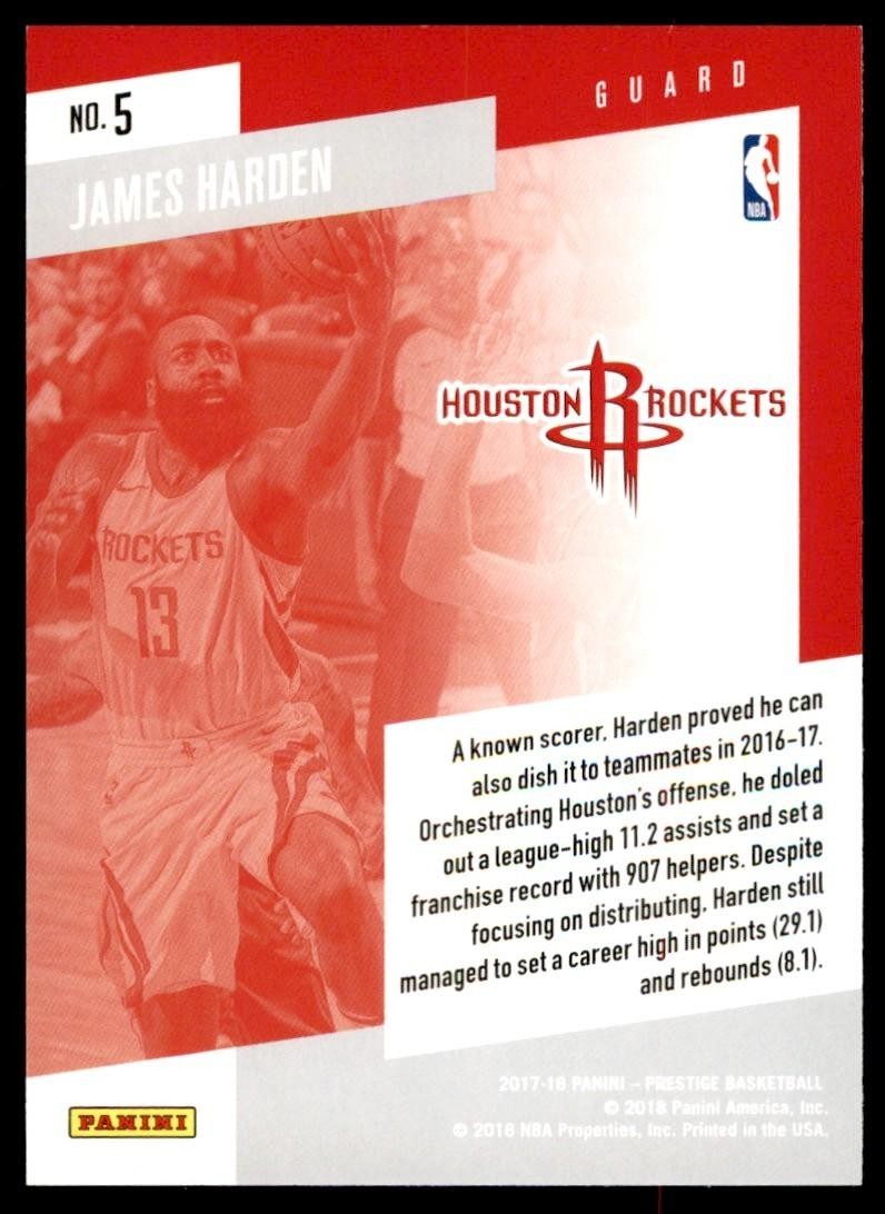 2017-18 Panini Prestige James Harden Basketball Cards #5