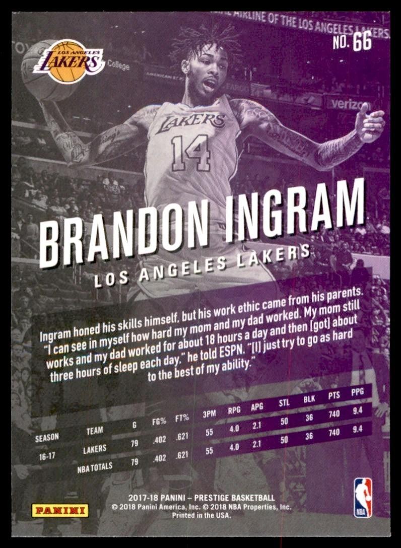2017-18 Panini Prestige Brandon Ingram Basketball Cards #66