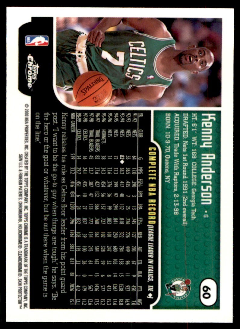 1999-00 Topps Chrome Kenny Anderson Basketball Cards #60