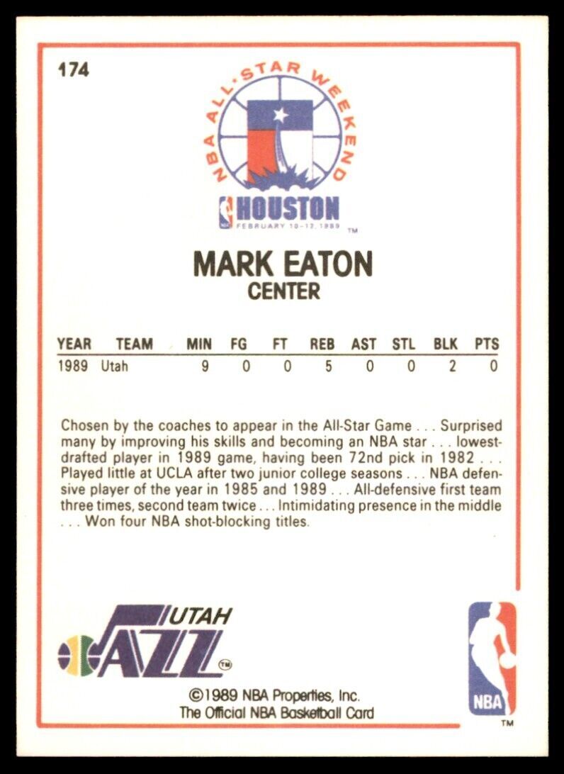 1989-90 Hoops All-Star Game Mark Eaton . Utah Jazz #174