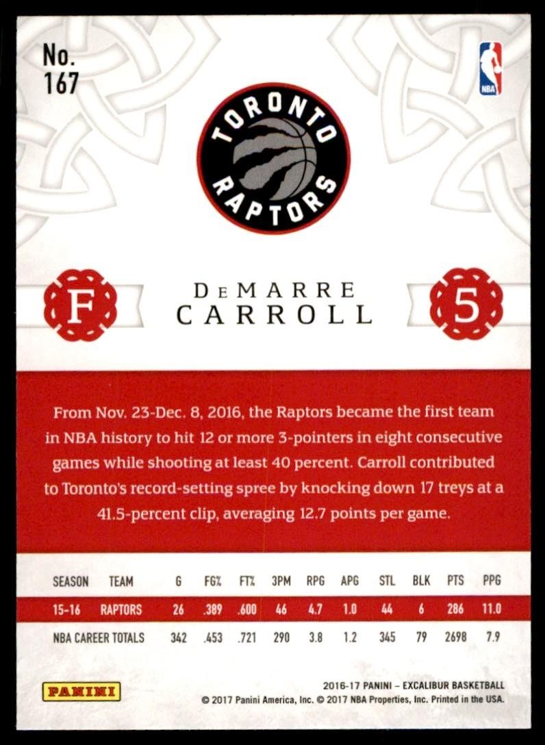 2016-17 Panini Excalibur DeMarre Carroll Basketball Cards #167