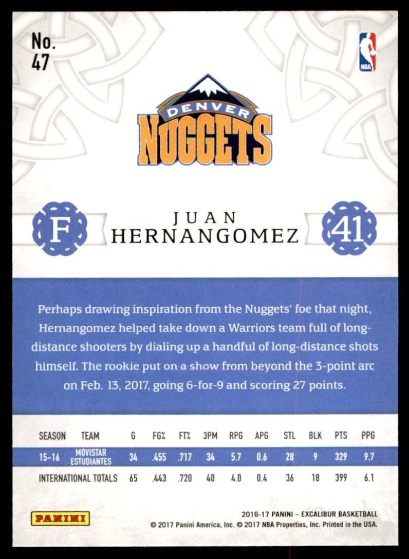 2016-17 Panini Excalibur Juan Hernangomez Basketball Cards #47