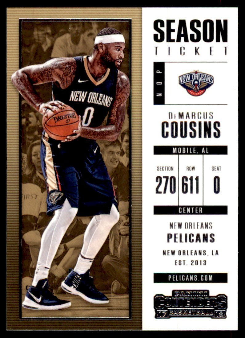 2017-18 Panini Contenders DeMarcus Cousins A Basketball Cards #70