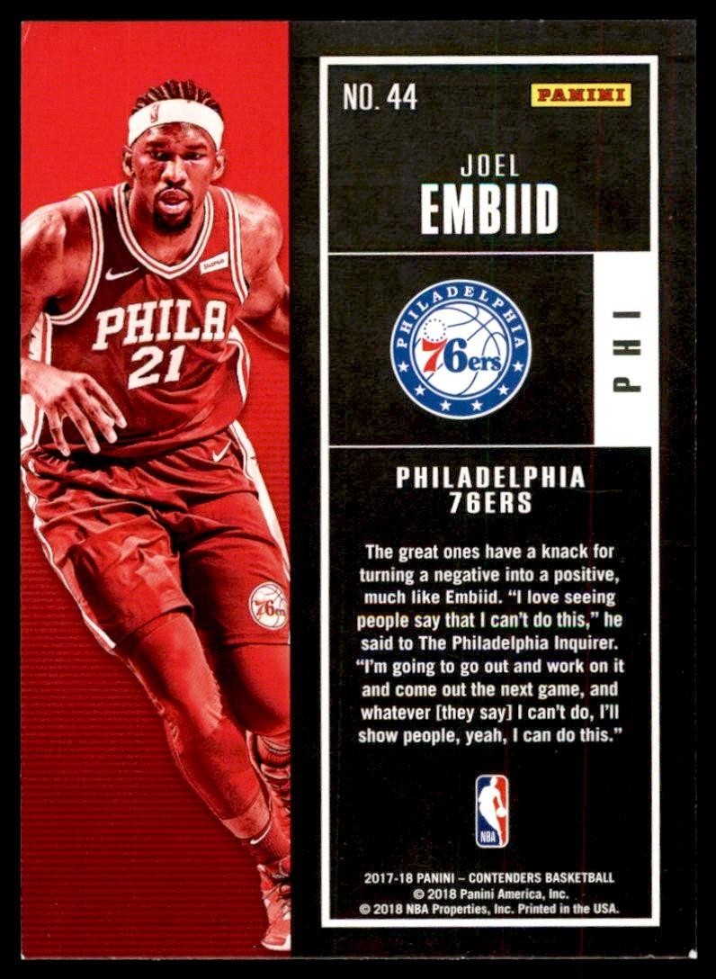 2017-18 Panini Contenders Joel Embiid A Basketball Cards #44