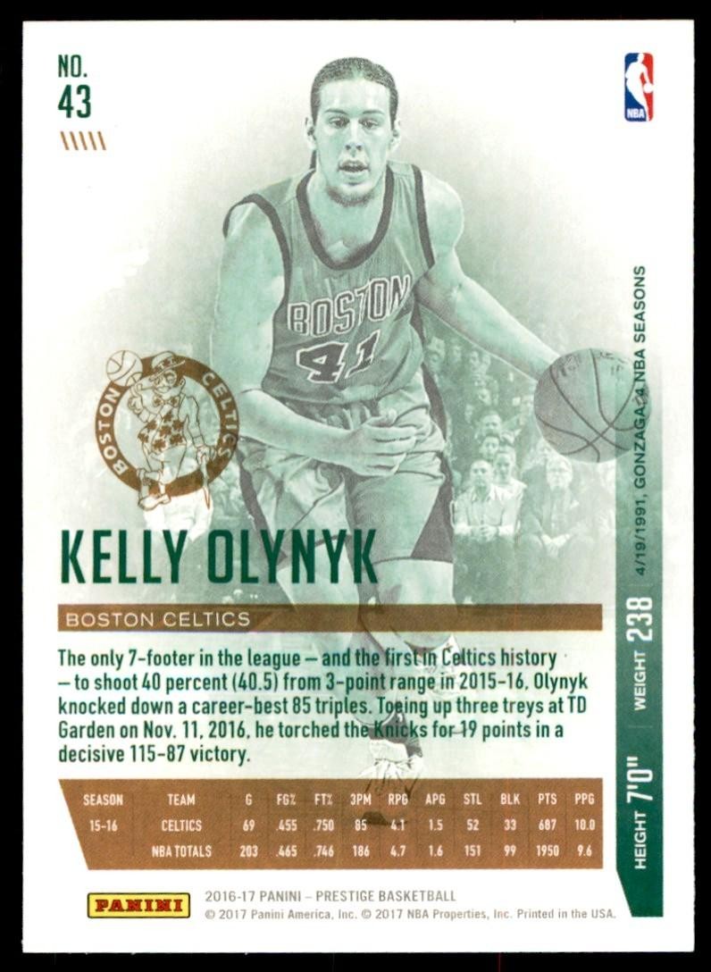 2016-17 Panini Prestige Kelly Olynyk Basketball Cards #43