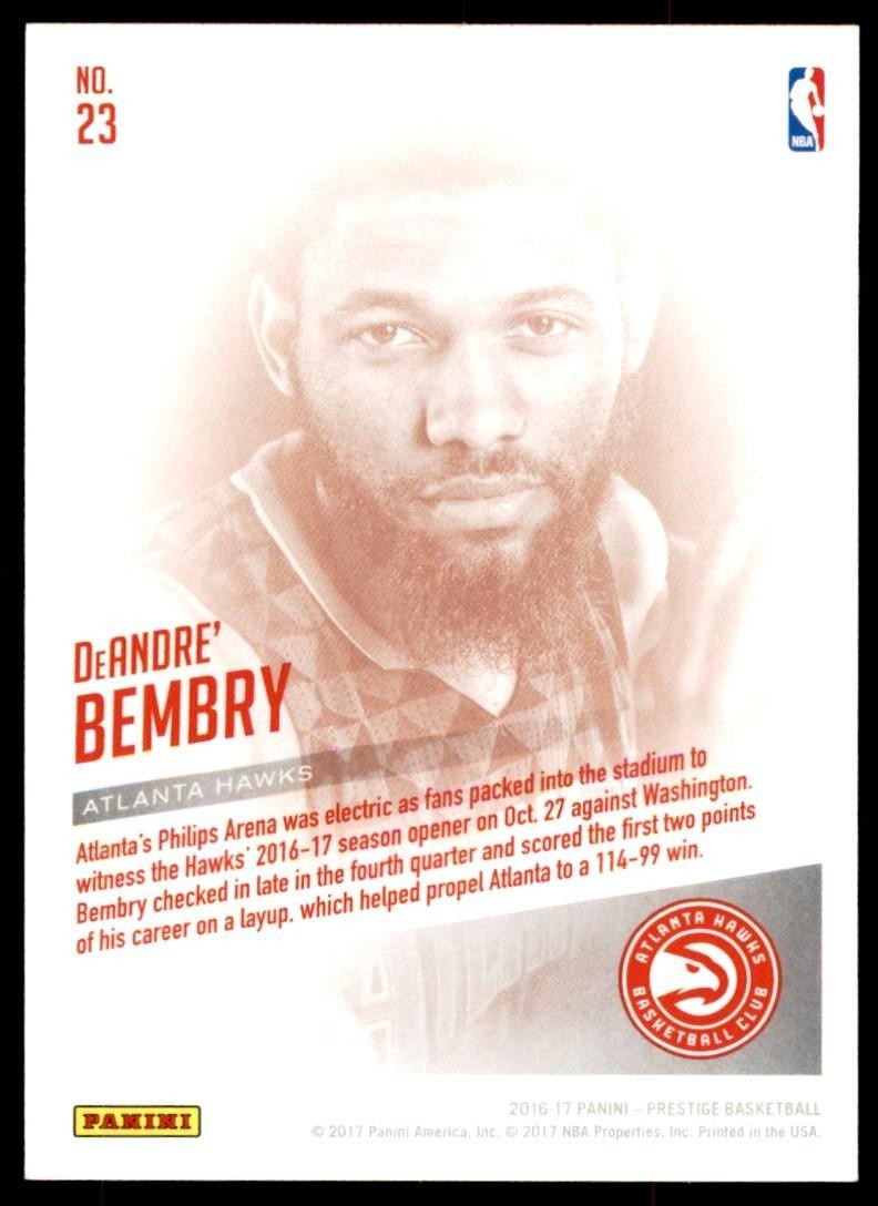 2016-17 Panini Prestige DeAndre' Bembry Basketball Cards #23