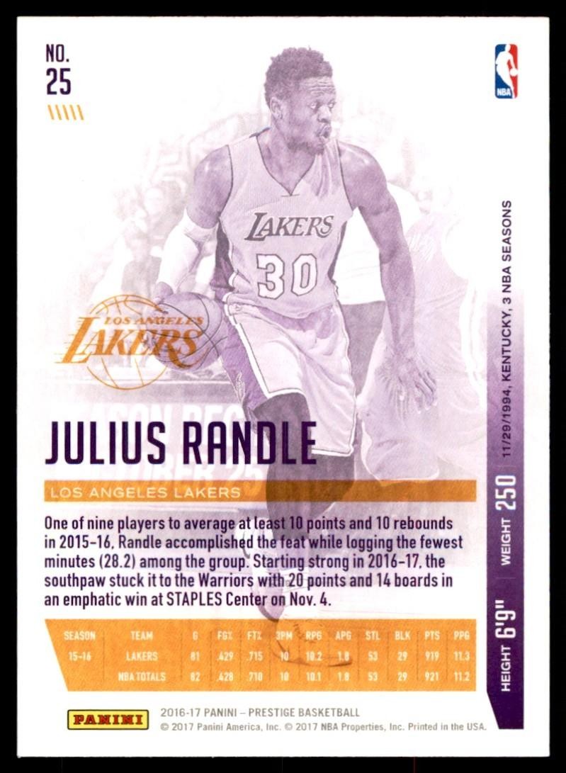 2016-17 Panini Prestige Julius Randle Basketball Cards #25