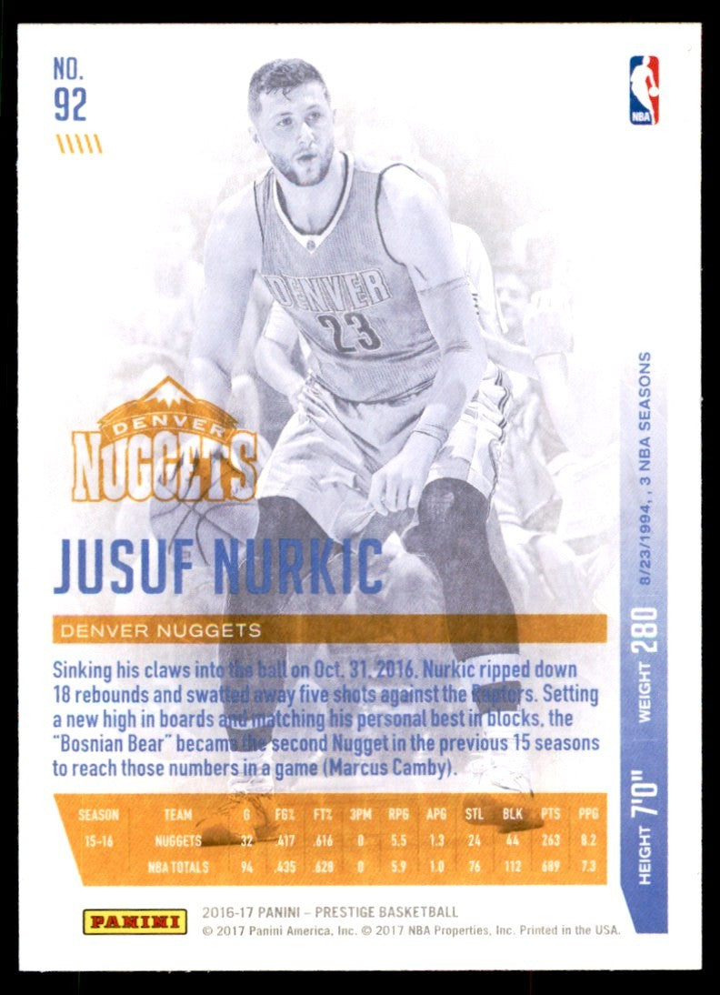2016-17 Panini Prestige Jusuf Nurkic Basketball Cards #92