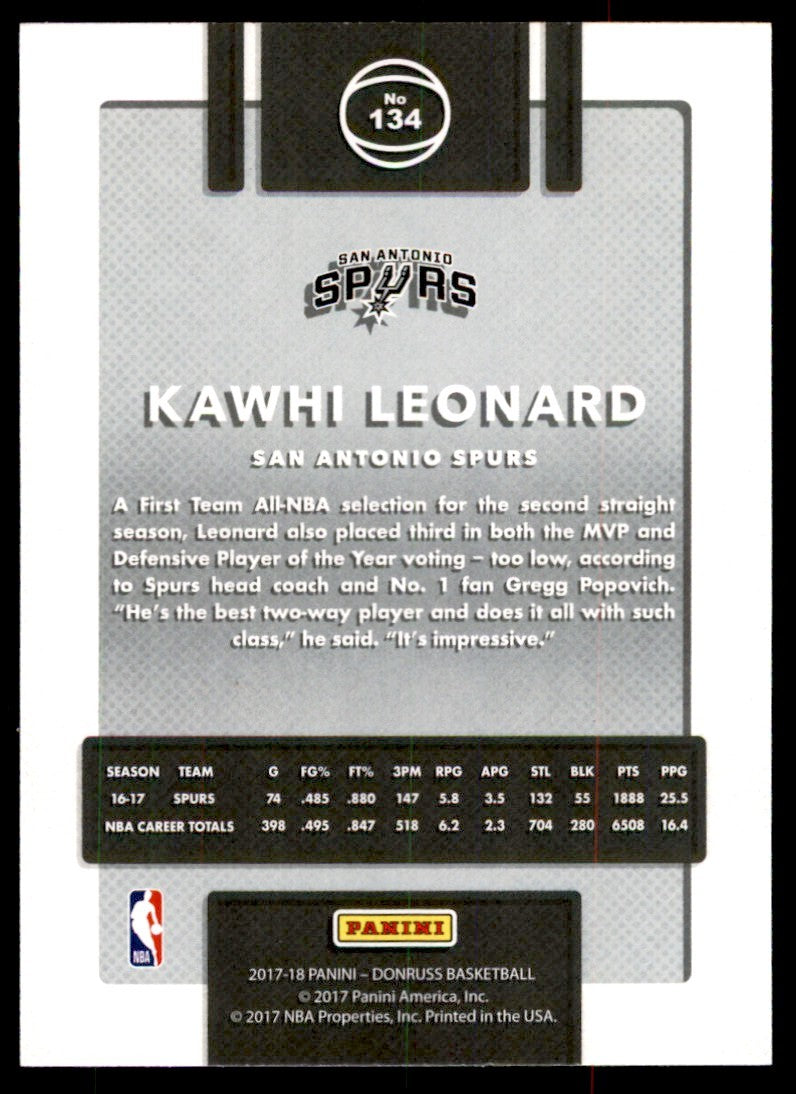 2017-18 Donruss Kawhi Leonard A Basketball Cards #134