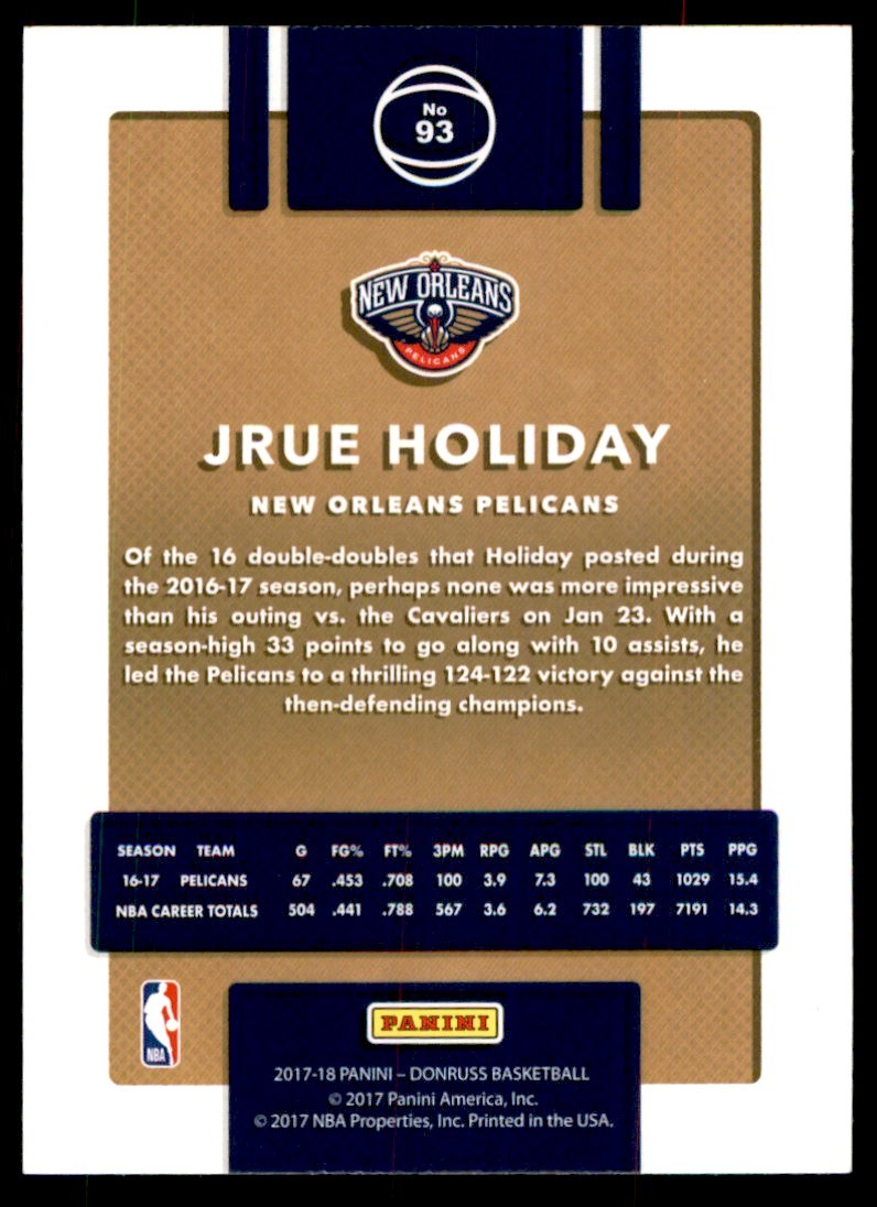 2017-18 Donruss Jrue Holiday A Basketball Cards #93