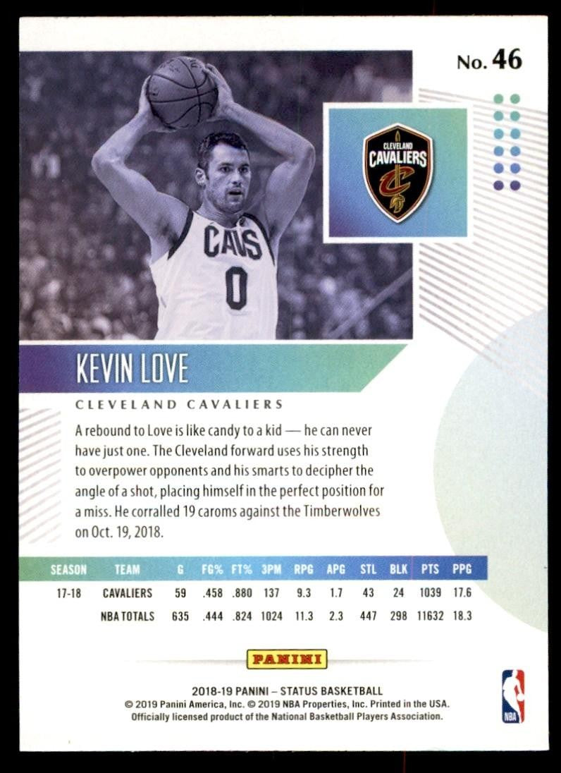 2018-19 Panini Status Kevin Love Basketball Cards #46