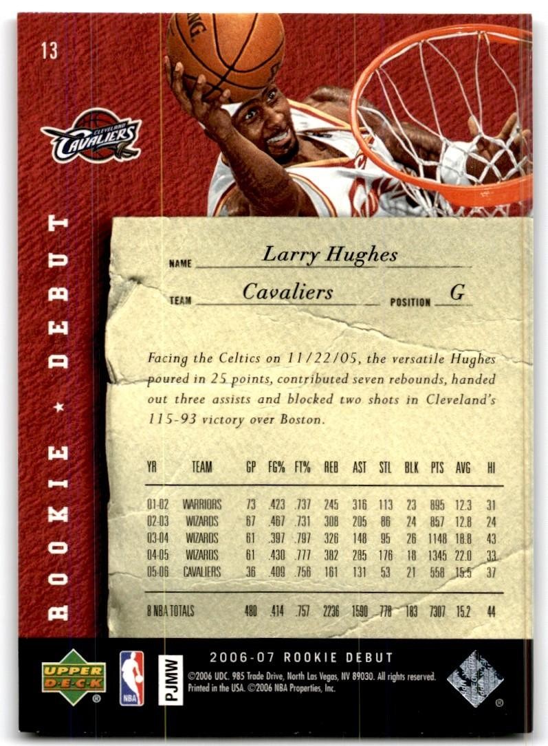 2006-07 Upper Deck Rookie Debut Larry Hughes B Basketball Cards #13